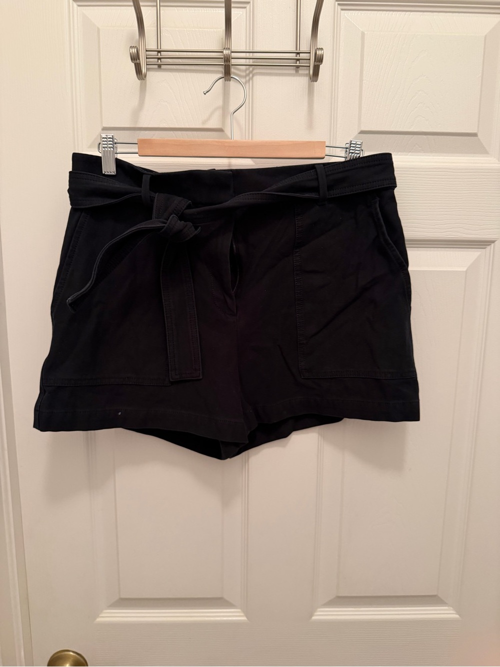 Ann Taylor Black High-Rise Tie-Belt Utility Shorts